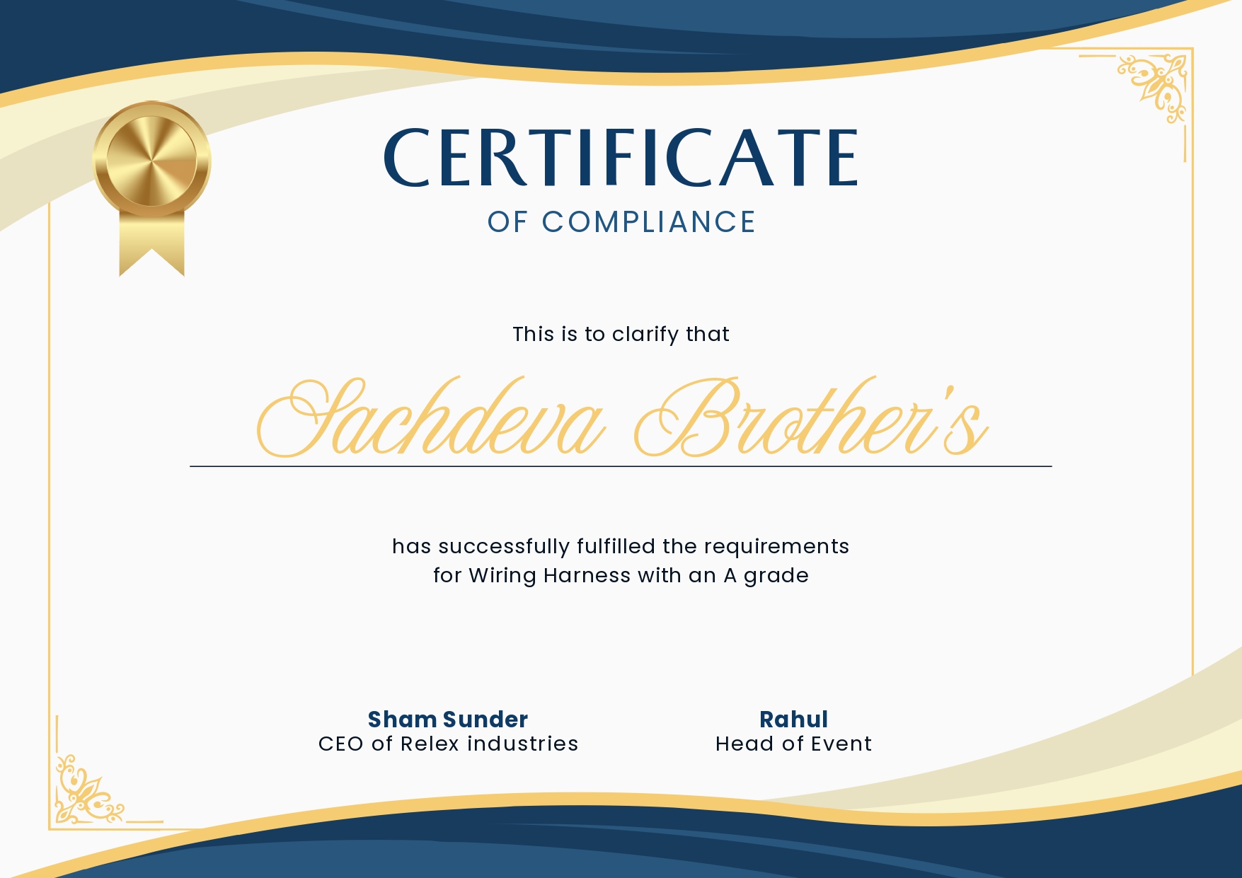 Compliance Certificate